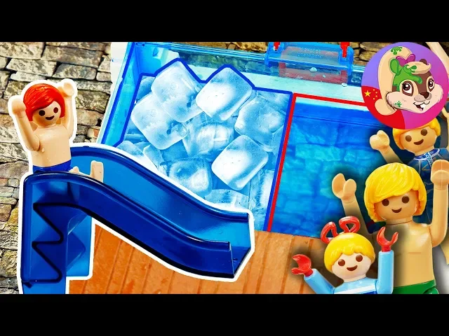 摩比游戏 playmobil 小尤和汉娜的冷水热水泳池挑战,你敢来吗?